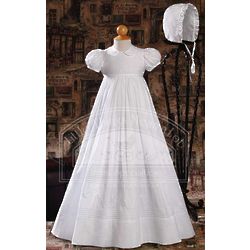 Short Sleeve Shamrock Embroidered Christening Gown with Bonnet