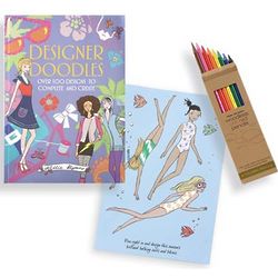Designer Doodles Activity Book with Colored Pencils