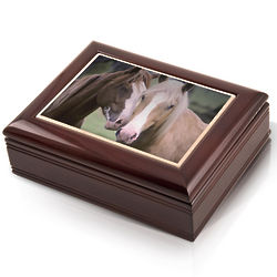 Horses Tile Photo Musical Jewelry Box