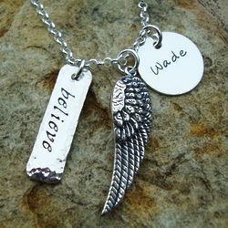 I Believe in Angels Sterling Silver Personalized Charm Necklace
