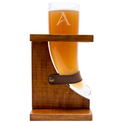 Personalized 16 Ounce Viking Beer Horn Glass with Stand