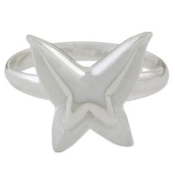 Sterling Silver Shining Butterfly Mid-Finger Ring