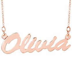 Personalized Thin Script Rose Gold Nameplate Necklace