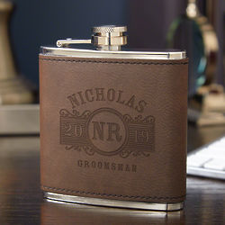 Marquee Fitzgerald Personalized Leather Flask