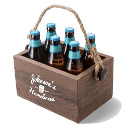 Personalized Homebrew Beer Caddy with Rope Handle