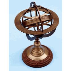 Brass Globe Armillary Sphere Sundial with Stand