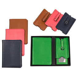 Personalized Vibrant Leather Passport Holder and Luggage Tag