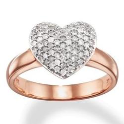 14 Karat Rose Gold Puffy Diamond Heart Ring
