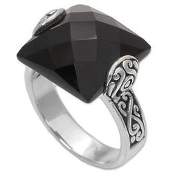 Mysterious Square Onyx Cocktail Ring