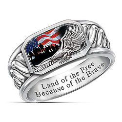 Men's Silver-Plated Patriotic Freedom Isn't Free Ring