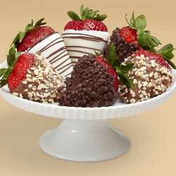 6 Gourmet Dipped Strawberries with Nuts, Chips and Swirls