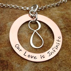 Infinite Circle of Love Personalized Copper and Silver Necklace