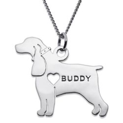 Personalized Sterling Silver Cocker Spaniel Necklace