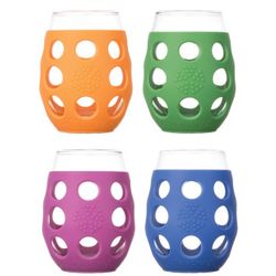 Stemless Wine Glasses with Colorful Silicone Sleeves