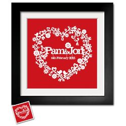 Personalized 10" Paper Cutout Love Heart Framed Print