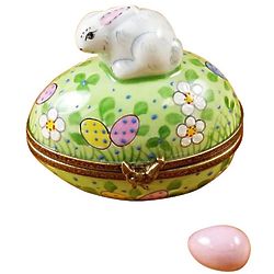 Rabbit with Porcelain Egg on Easter Egg Limoges Box