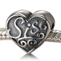 Sister Heart Bead in Sterling Silver