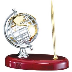 Personalized Steel Globe Pen Stand