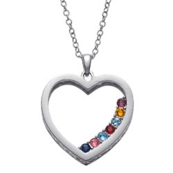 Family Birthstone Heart Necklace