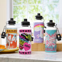 Girl's Personalized Fun Graphic Water Bottle