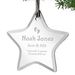 Baby Footprints Personalized Acrylic Star Ornament