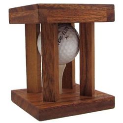 Caged Golf Ball Clever Wooden Brain Teaser Puzzle