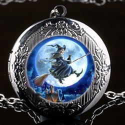 Witch On A Broomstick Engraveable Locket