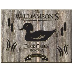 Personalized Wood Duck Weathered 18x24 Canvas Sign
