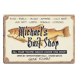 Personalized Fishing Metal Wall Sign