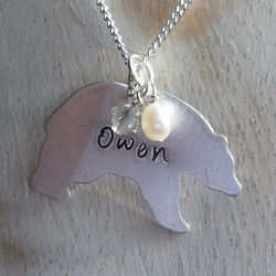 Momma Bear Personalized Hand Stamped Necklace