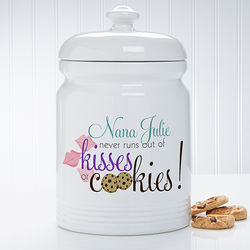 Kisses and Cookies Personalized Cookie Jar