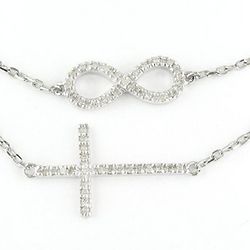Double Strand Diamond Cross Infinity Necklace