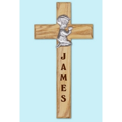 Praying Boy Personalized Wood Wall Cross