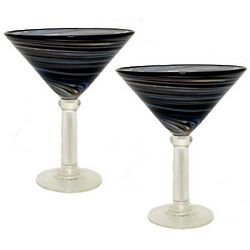 Blue Swirl Martini Glasses