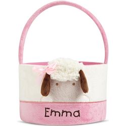Personalized Easter Lamb Basket in Pink
