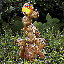 Squirrel Family Solar Figurine