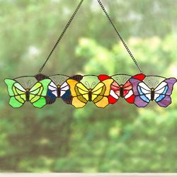 Butterflies Stained Glass Hanging Art