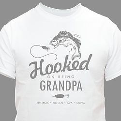 Personalized Hooked on Being Grandpa T-Shirt