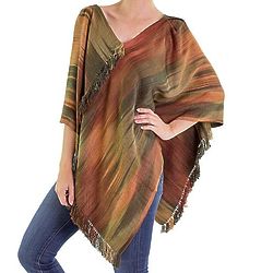 Ethereal Ginger Rayon Chenille Poncho