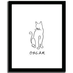 Personalized Cat Line Art Framed Giclee Print