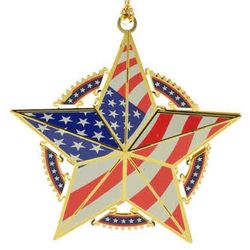 Star with American Flag 24kt Gold Plated Ornament