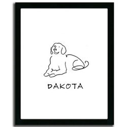 Personalized Golden Retriever Line Drawing Giclee Framed Print