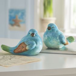 2 Bird Figurines in Blue and Green