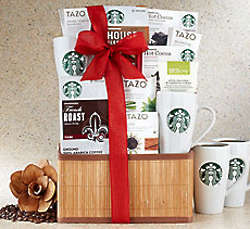 Starbucks Assortment Gift Basket with 2 Coffee Mugs