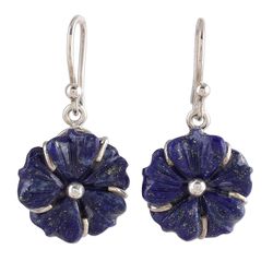 Bursting Blossoms Lapis Lazuli Dangle Earrings