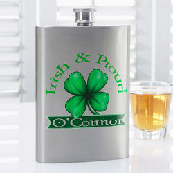 Good Luck Clover Personalized Flask