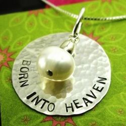 Born into Heaven Sterling Memorial Necklace with Pearl