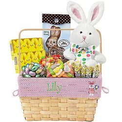 Personalized Pink Bunny Applique All-In-One Easter Basket