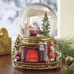 Musical Santa Fireplace Snowglobe