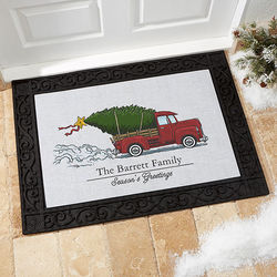 Classic Christmas Truck Personalized Doormat